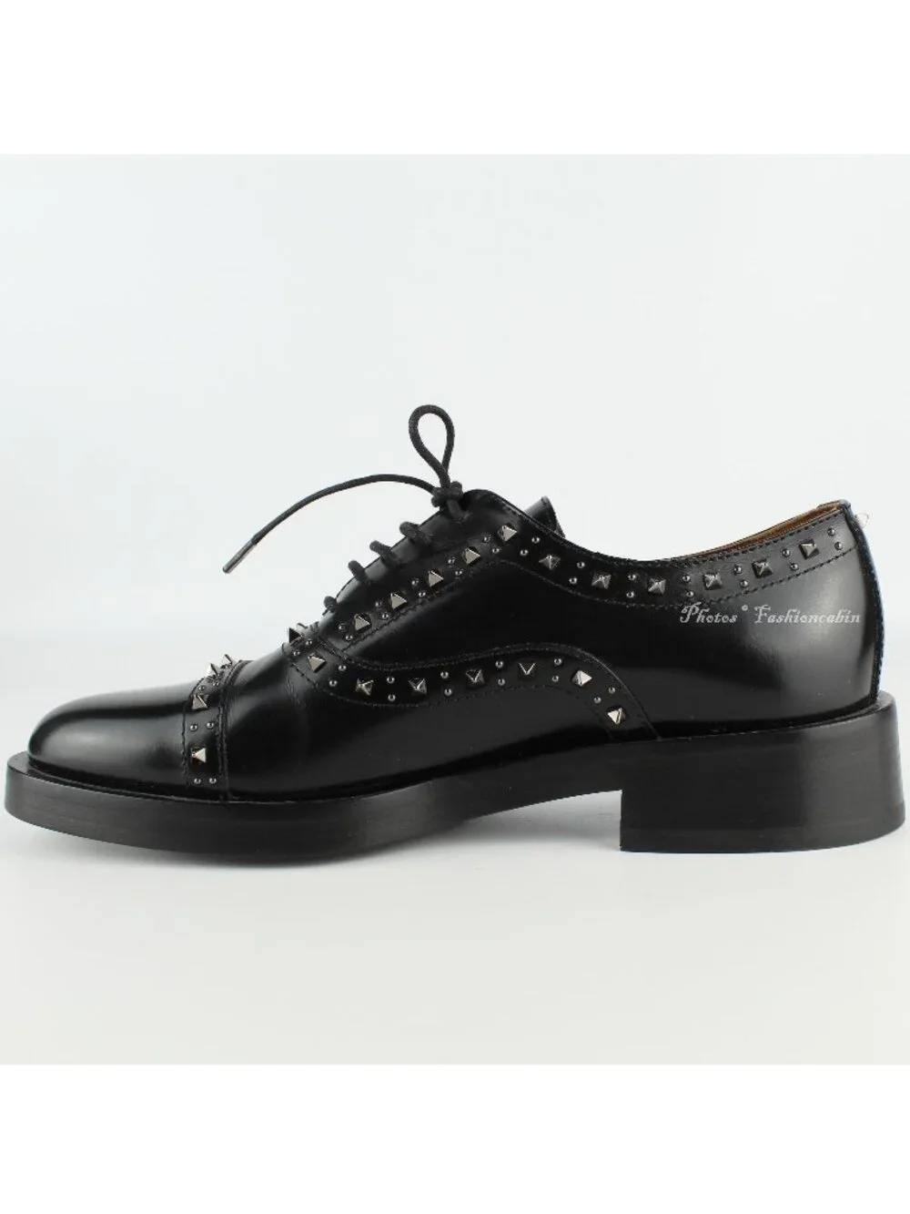 NEW Valentino Garavani Gentleglam Studded Leather Wingtip Oxfords Black EU 37